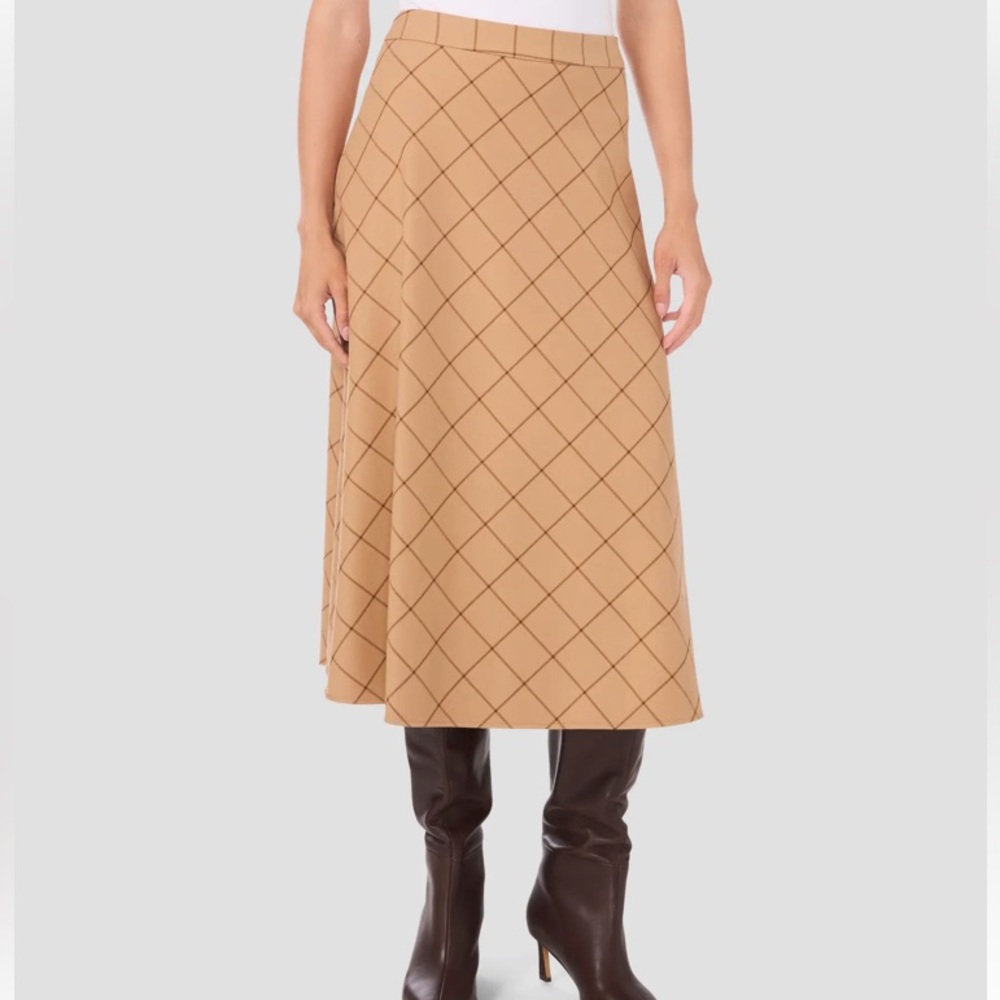 Halogen A-Line Crepe Midi Skirt Brown and Tan Size: Medium MSRP $89